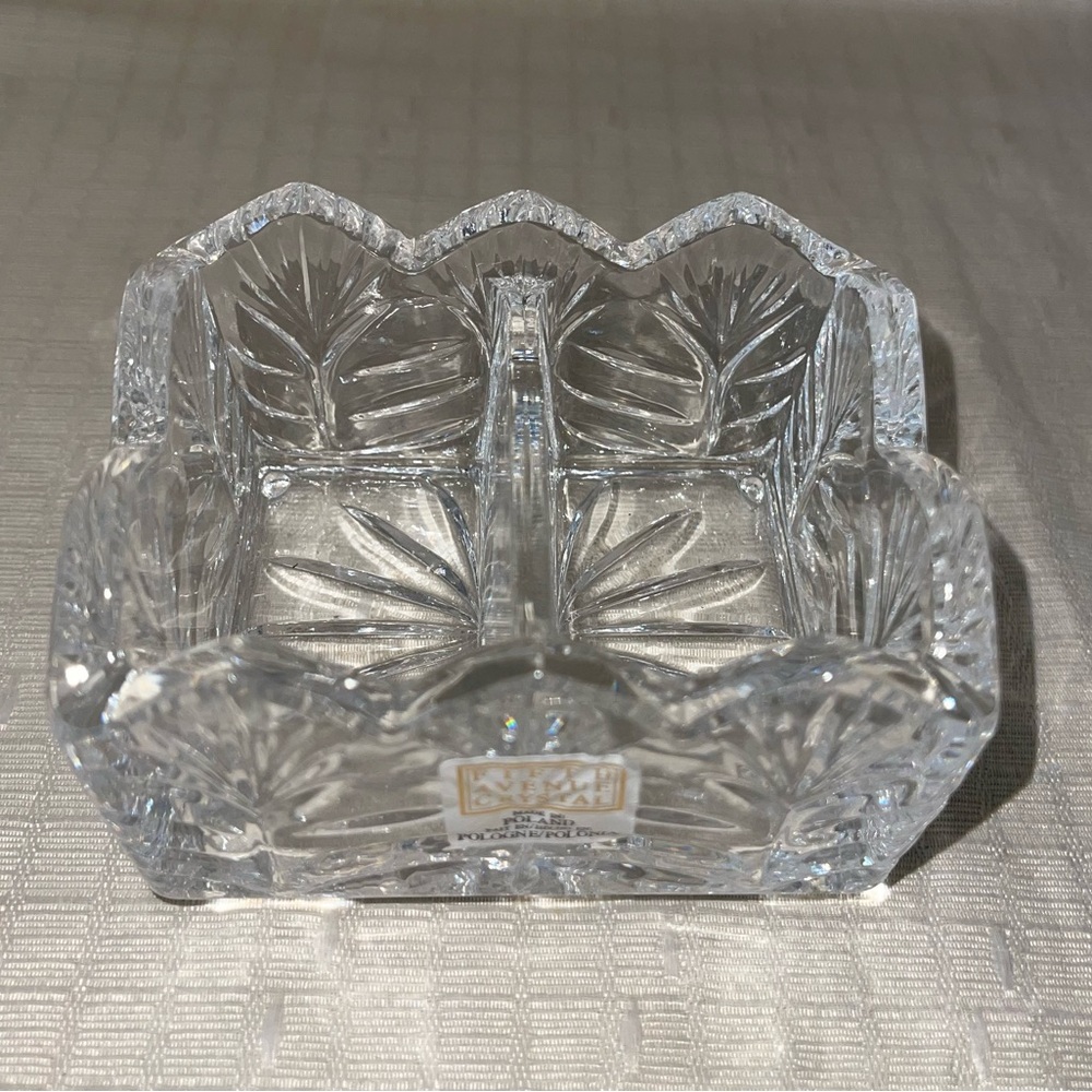 Vintage Fifth Avenue Crystal Divided Teabag/Sugar/Sweetener Caddy
